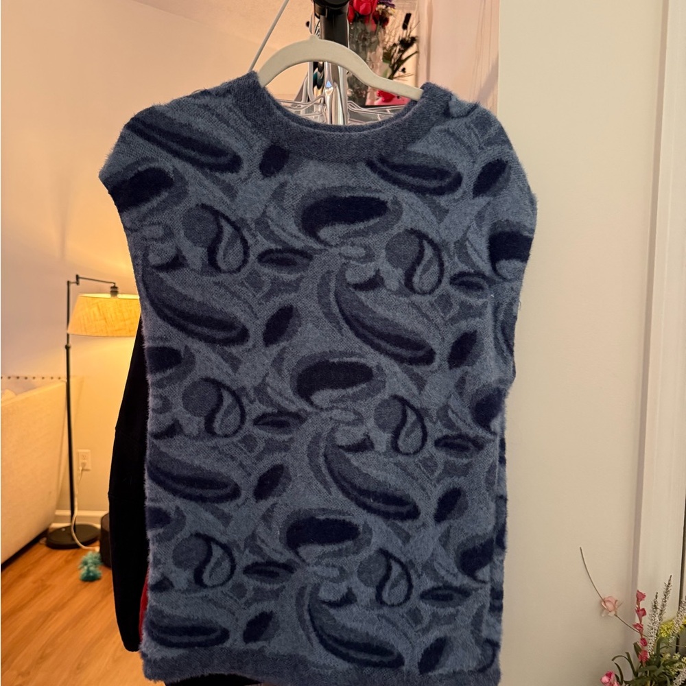 ZARA Blue Patterned Sleeveless Sweater